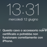iOS 7: mostrato un avviso con l’uso di cavi o accessori non certificati