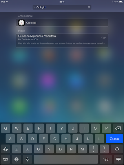 Spotlight su iOS 7 è disponibile da ogni schermata della Home