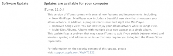 iTunes 11.0.4 disponibile per il download