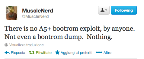 Nessun exploit della bootrom per iPad con processore A5 o successivo, secondo MuscleNerd