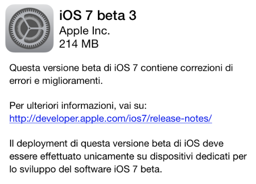 Apple pubblica la terza beta (la seconda per iPad) di iOS 7