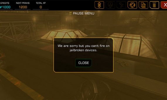 “Deus Ex: The Fall” limita l’uso delle armi sugli iPad jailbroken
