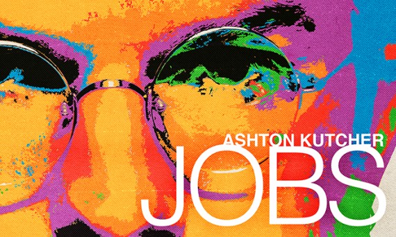 Ashton Kutcher mostrato in versione technicolor sul poster promozionale di “Jobs”