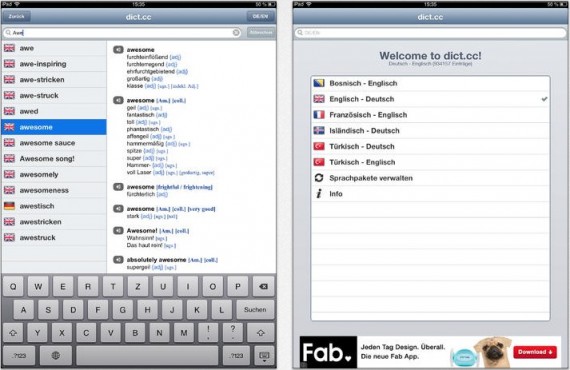 dict.cc Wörterbuch: ottimo traduttore (gratuito) per iPad