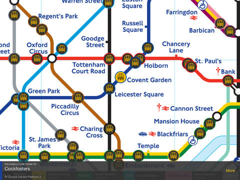 Mappa dettagliata della metropolitana e dei treni di Londra con Tube Map Live