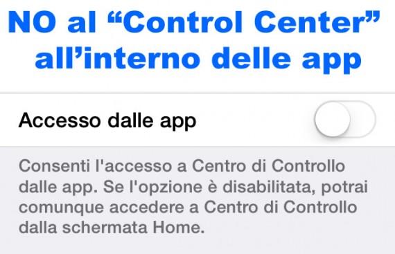 Disabilitare l’accesso al Centro di Controllo dalle applicazioni – Noob’s Corner