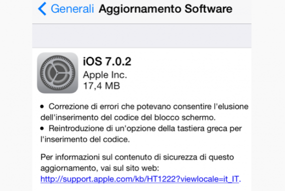 Rilasciato iOS 7.0.2: link diretti per il download