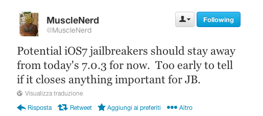 State lontani da iOS 7.0.3 se aspettate il jailbreak, parola di MuscleNerd