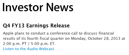 La conferenza fiscale Apple sul quarto trimestre fiscale si terrà il 28 ottobre