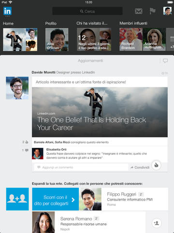 LinkedIn si aggiorna con un nuovo design per iPad