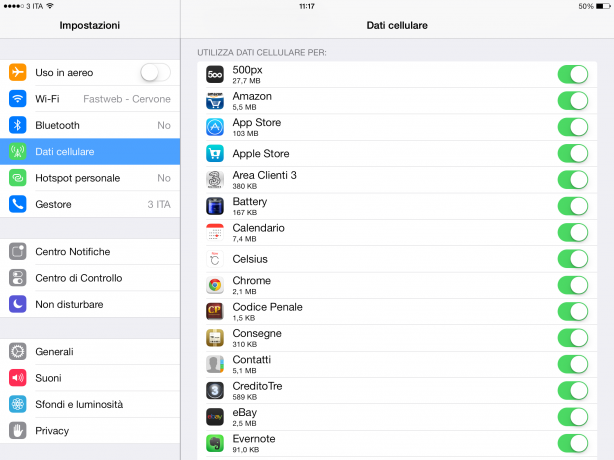 Disattivare i dati cellulare per le singole applicazioni su iPad – Noob’s Corner