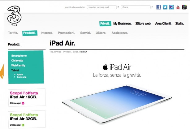 iPad Air: ecco l’offerta di 3 Italia