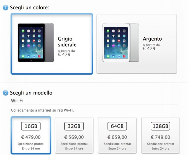 iPad Air disponibile su Apple Store Online: spedizione in 24 ore!