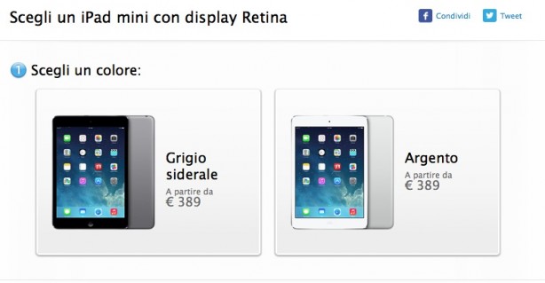 L’iPad mini Retina è disponibile su Apple Store Online!