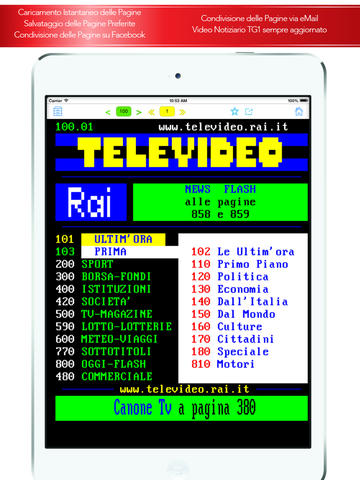 Il Televideo RAI su iPad con l’applicazione Televideo Pro