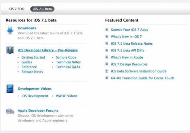 iOS 7.1 disponibile in versione beta