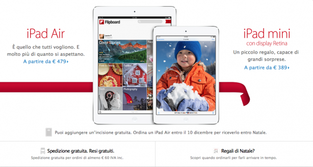 Oggi è l’ultimo giorno utile per ordinare il nuovo iPad Air e riceverlo entro Natale