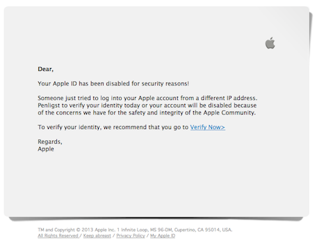 Attenzione: una mail di Apple fasulla rischia di mettere a rischio gli Apple ID