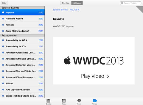 App WWDC 2013: Apple corregge il problema con i video