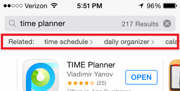 Le ricerche correlate arrivano su App Store