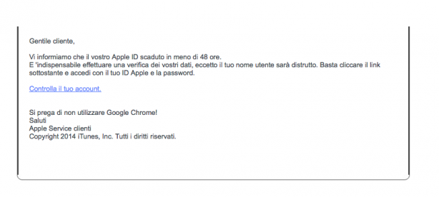 Ancora phishing con Apple protagonista
