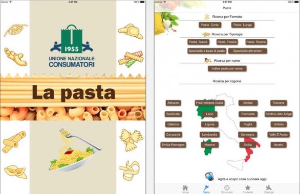 La pasta: app gratuita per orientarsi tra i vari tipi di pasta, come cuocerla e tante ricette gustose