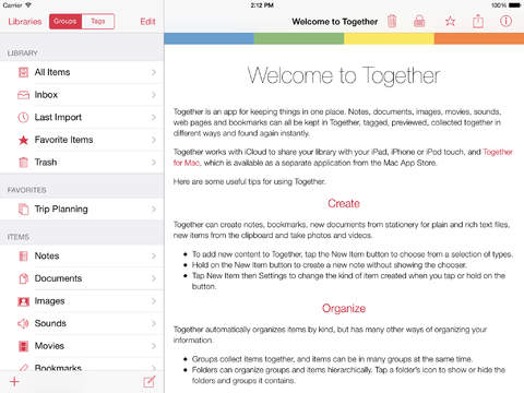 Together per iOS: app che consente di mantenere in ordine i tuoi file su iPad