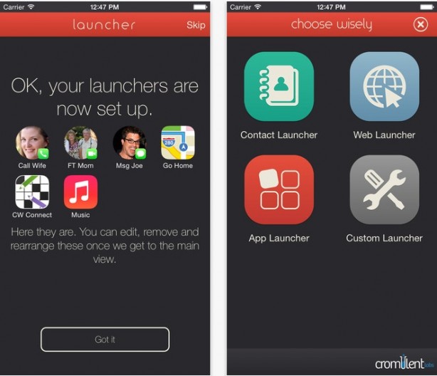 Launcher: contatti, email e applicazioni accessibili tramite widget