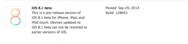 iOS 8.1 beta 1 disponibile per tutti gli sviluppatori