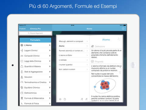iChimica Pro: formulari, esercizi e quiz sulla chimica direttamente sul tuo iPad