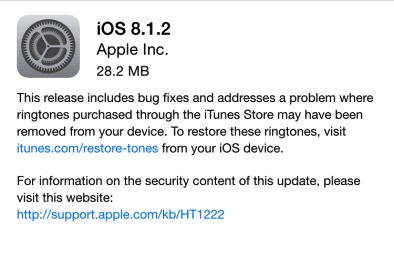 Apple rilascia iOS 8.1.2 per iPad