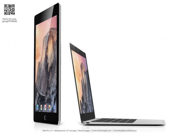 Ecco un nuovo render che mette a confronto iPad Pro e MacBook Air 12″