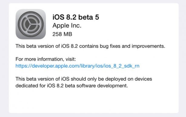 Disponibile la beta 5 di iOS 8.2