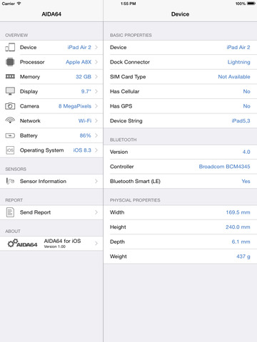 AIDA64, l’app di diagnostica hardware per iPad