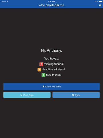 Scoprire gli amici che ti cancellano da Facebook con Who Deleted Me