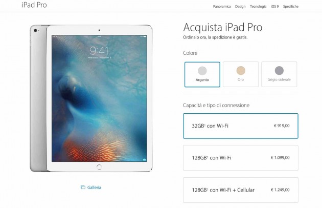 iPad Pro è ora disponibile all’acquisto