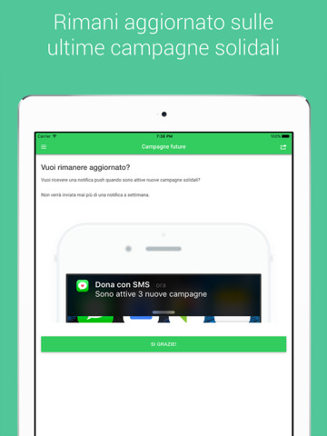 Scopri le nuove campagne solidali con una nuova app per iPad