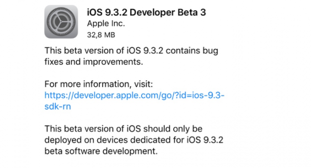 iOS 9.3.2 beta 3 ora disponibile!
