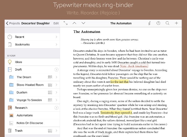 Scrivener: interessante word processor per iPad