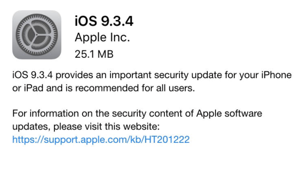 Disponibile iOS 9.3.4 per iPad