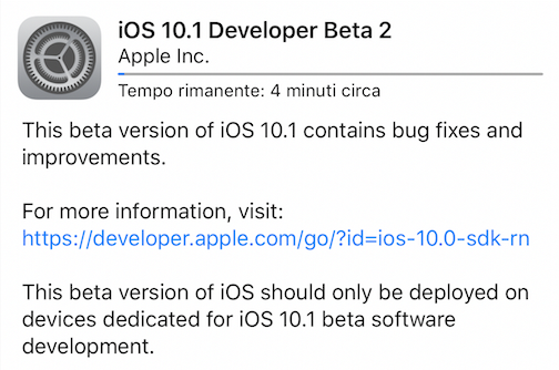 iOS 10.1 beta 2 ora disponibile per il download!