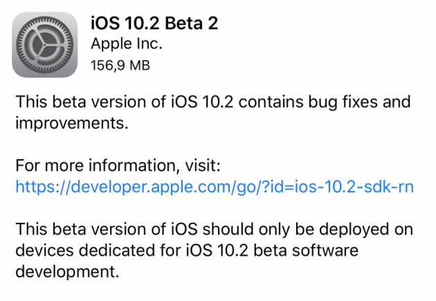 Disponibile iOS 10.2 Beta 2 per sviluppatori!