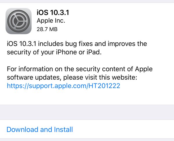 Apple rilascia iOS 10.3.1 per tutti gli utenti