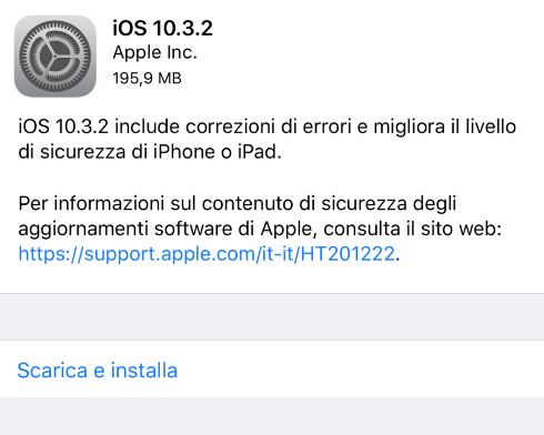Disponibile iOS 10.3.2 per tutti!
