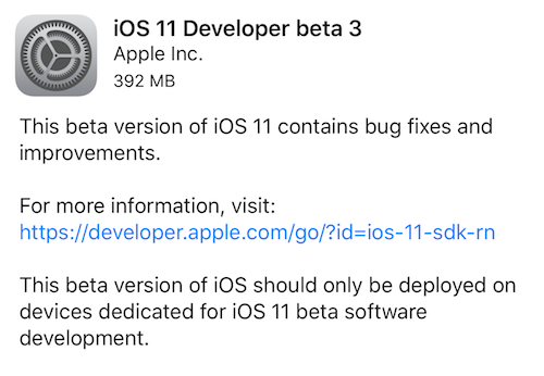 iOS 11 beta 3 ora disponibile per il download