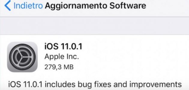 Disponibile iOS 11.0.1 per iPad
