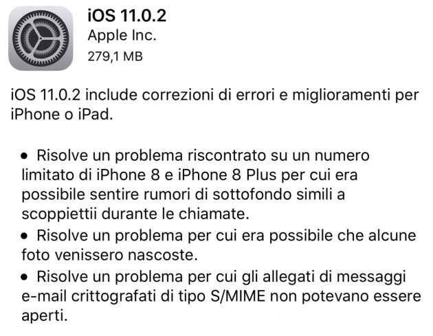 Disponibile iOS 11.0.2 per iPad