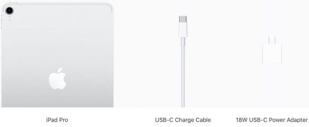 Nella confezione dei nuovi iPad Pro c’è un alimentatore USB-C da 18W