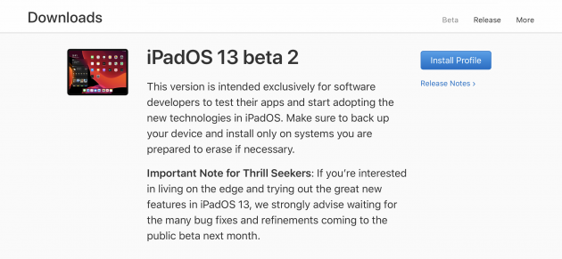 iPadOS: disponibile la seconda beta per gli sviluppatori