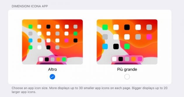 Come regolare la dimensione delle icone su iPad